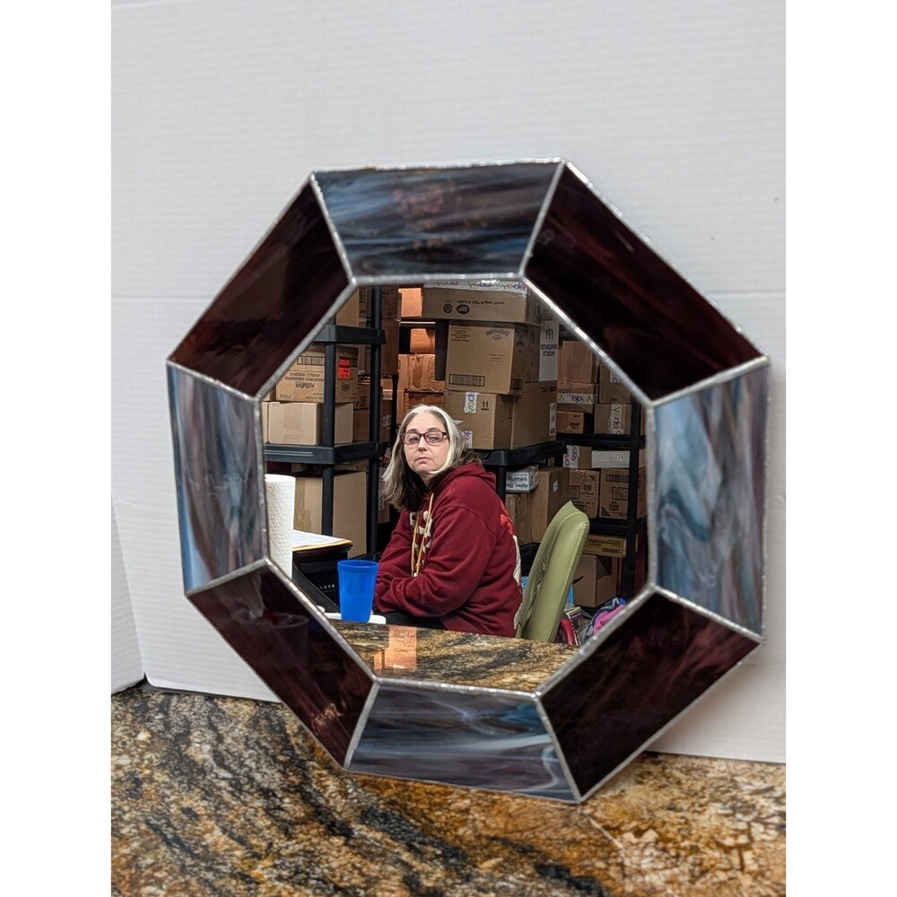 Octagon Shaped Stained Glass Mirror